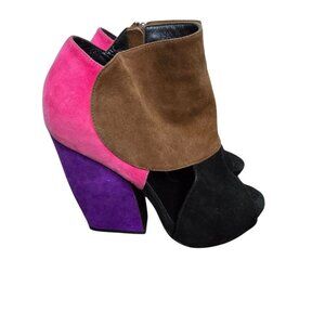 Pierre Hardy Suede Colorblock Colorful Heels Cut Out